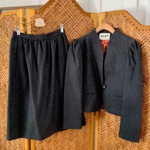 VINTAGE Charcoal Jacket + Skirt Set: Neiman Marcus